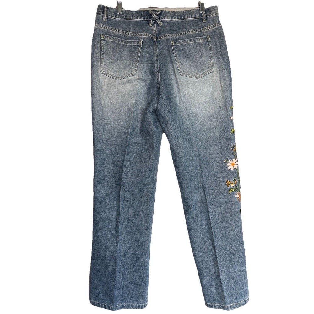 Liz Claiborne Womens Size 12 Jeans Bootcut Embroidered Floral Classic Comfort‎ - Picture 2 of 9